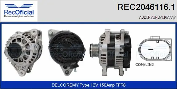 Alternateur RECOFICIAL REC2046116.1