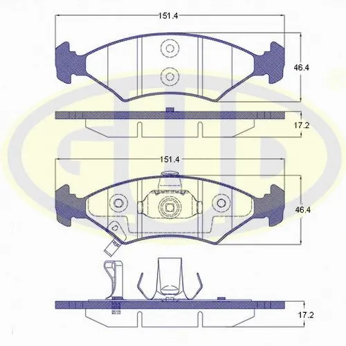 Kit de plaquettes de frein, frein à disque G.U.D. GBP050222