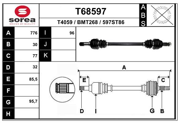 Arbre de transmission EAI T68597