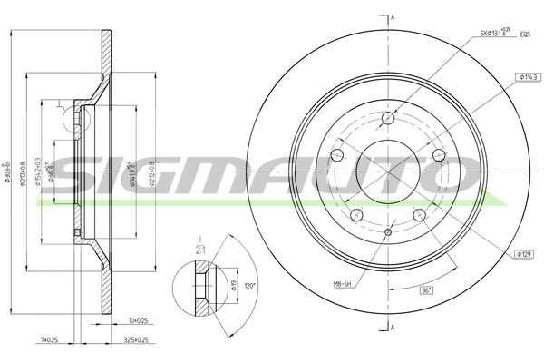 Disque de frein SIGMAUTO DBC609S