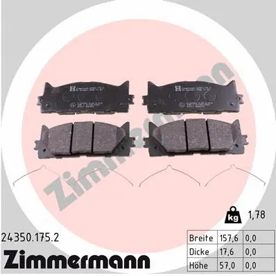 Kit de plaquettes de frein, frein à disque ZIMMERMANN 24350.175.2