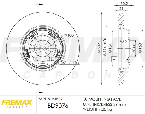 Disque de frein FREMAX BD-9076
