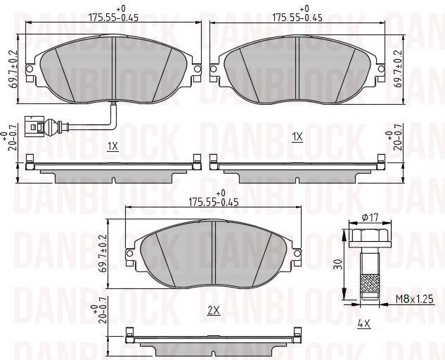 Kit de plaquettes de frein, frein à disque DANBLOCK DB 511484