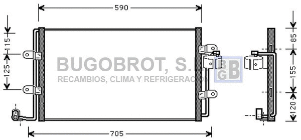 Condenseur, climatisation BUGOBROT 62-VW5176