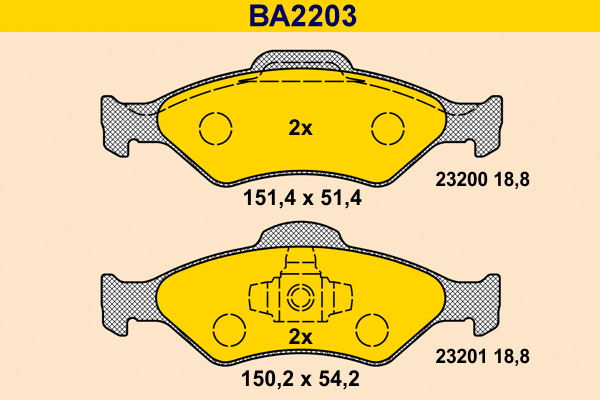 Kit de plaquettes de frein, frein à disque BARUM BA2203