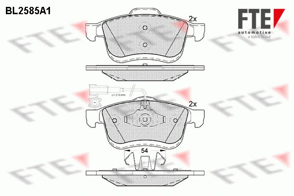 Kit de plaquettes de frein, frein à disque FTE 9010836