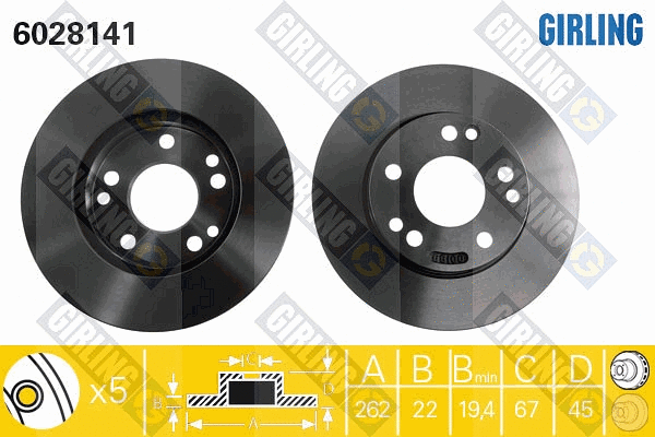 Disque de frein GIRLING 6028141