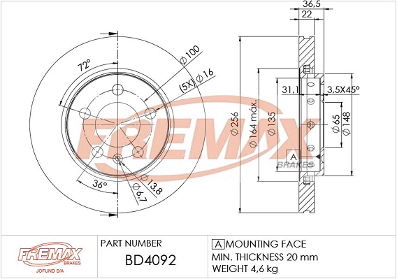 Disque de frein FREMAX BD-4092