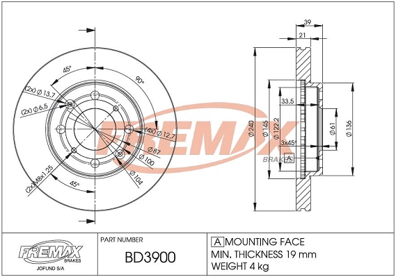 Disque de frein FREMAX BD-3900