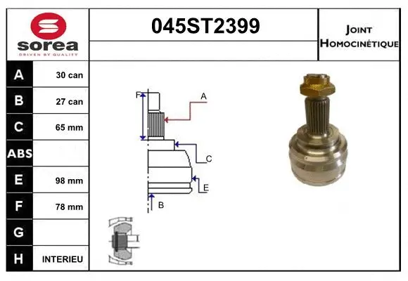 Jeu de joints, arbre de transmission STARTCAR 045ST2399