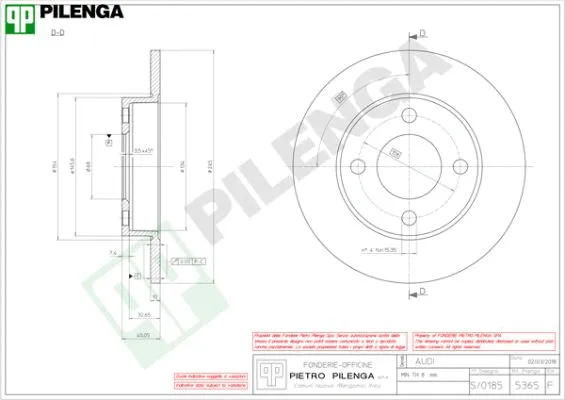 Disque de frein PILENGA 5365
