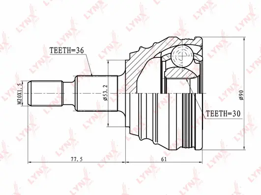 Jeu de joints, arbre de transmission LYNXAUTO CO-8002