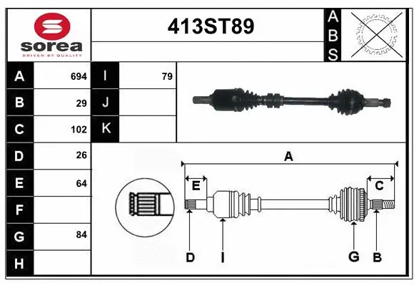 Arbre de transmission STARTCAR 413ST89
