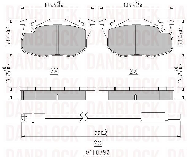 Kit de plaquettes de frein, frein à disque DANBLOCK DB 510187