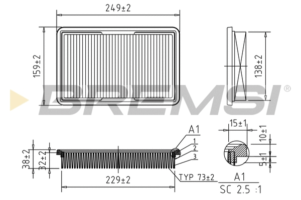 Filtre à air BREMSI FA2054