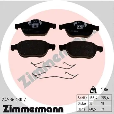 Kit de plaquettes de frein, frein à disque ZIMMERMANN 24536.180.2
