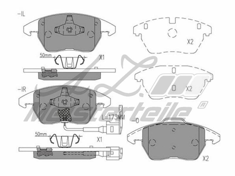 Kit de plaquettes de frein, frein à disque A.Z. Meisterteile AZMT-44-022-2180