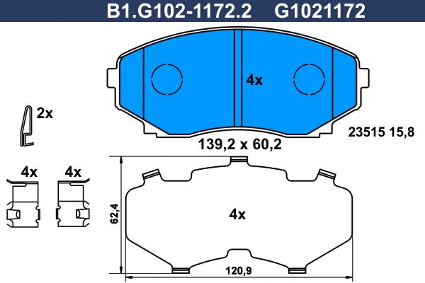 Kit de plaquettes de frein, frein à disque GALFER B1.G102-1172.2