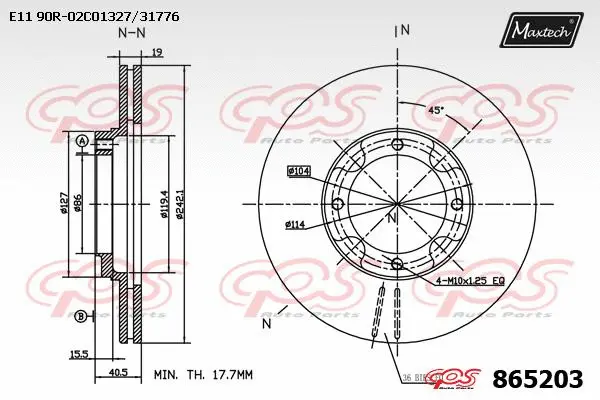 Disque de frein MAXTECH 865203