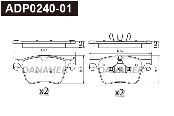 Kit de plaquettes de frein, frein à disque DANAHER ADP0240-01