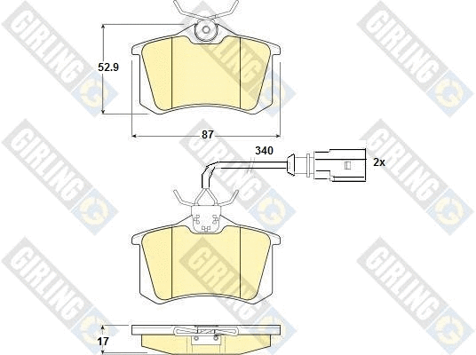 Kit de plaquettes de frein, frein à disque GIRLING 6114171