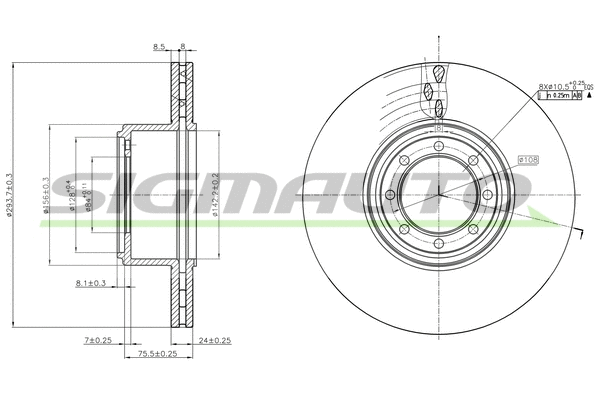 Disque de frein SIGMAUTO DB0320V