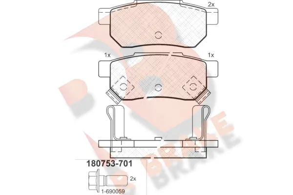 Kit de plaquettes de frein, frein à disque R BRAKE RB0753-701