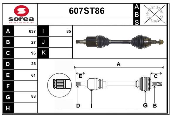 Arbre de transmission STARTCAR 607ST86