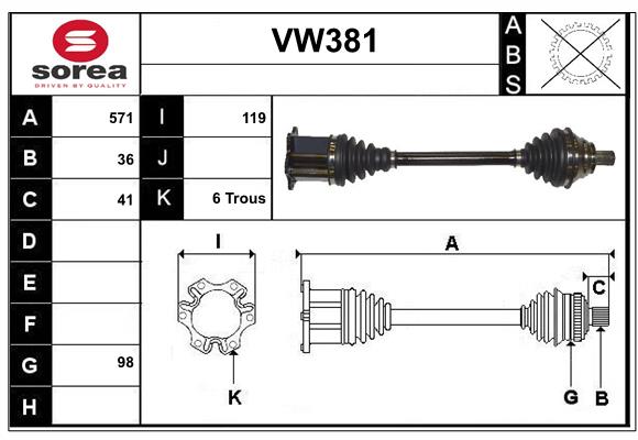 Arbre de transmission SERA VW381