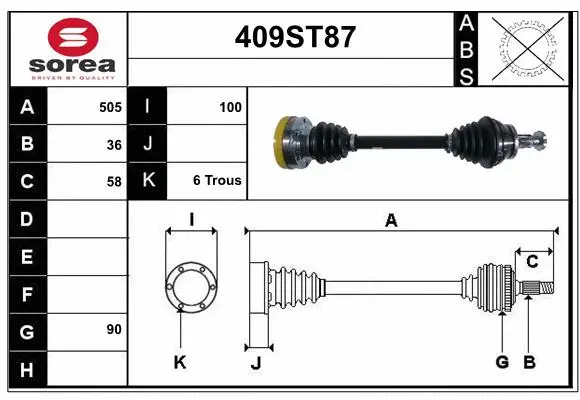 Arbre de transmission STARTCAR 409ST87