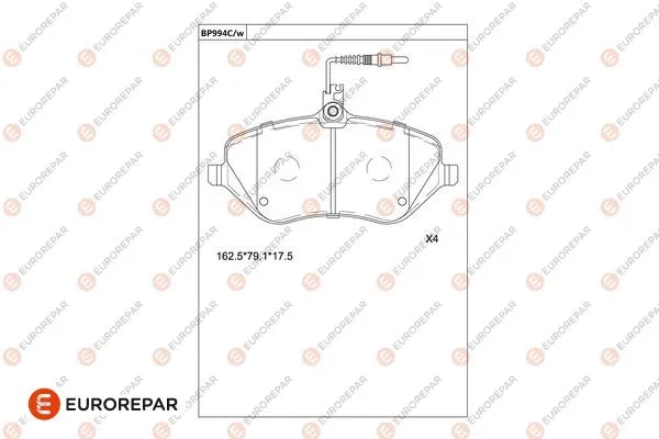 Kit de plaquettes de frein, frein à disque EUROREPAR 1681275380