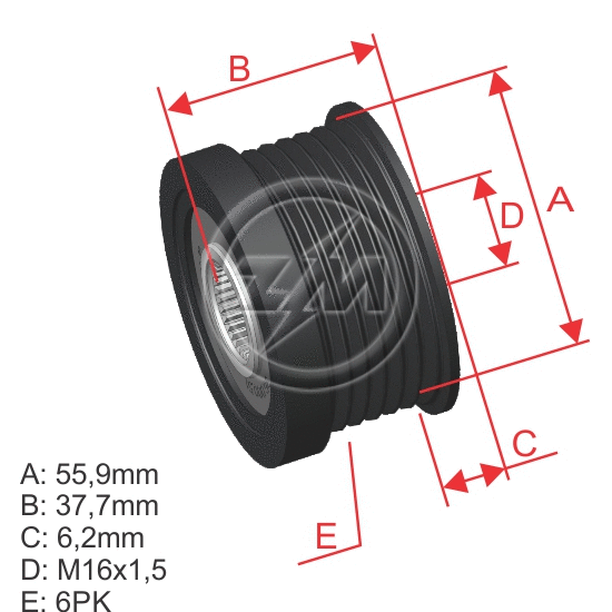 Poulie roue libre, alternateur ZM ZM 96.000.51