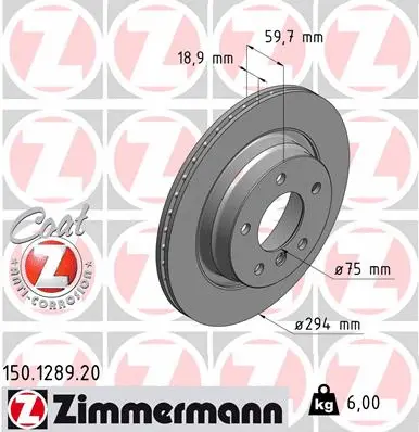 Disque de frein ZIMMERMANN 150.1289.20