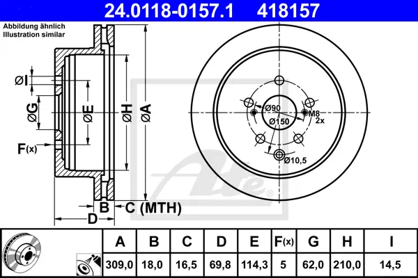 Disque de frein ATE-APAC 24.0118-0157.1