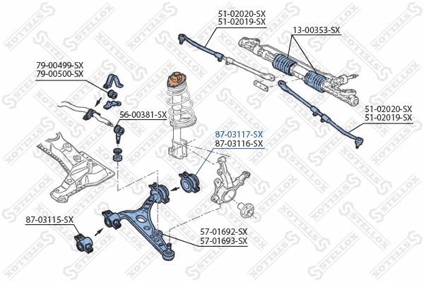 Suspension, bras de liaison STELLOX 87-03117-SX