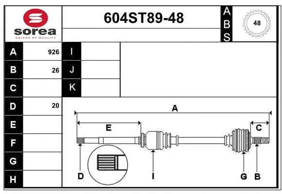 Arbre de transmission STARTCAR 604ST89-48