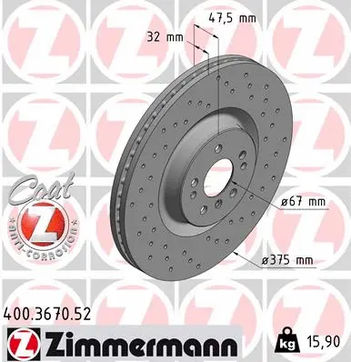 Disque de frein ZIMMERMANN 400.3670.52