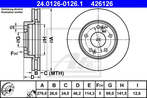 Disque de frein ATE-APAC 24.0126-0126.1