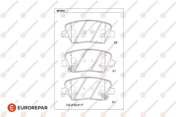 Kit de plaquettes de frein, frein à disque EUROREPAR 1681225780