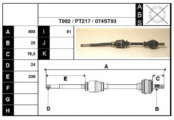 Arbre de transmission Technika 28074
