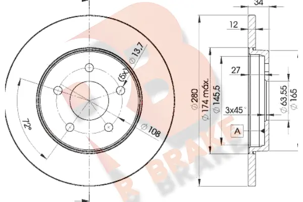 Disque de frein R BRAKE 78RBD26768