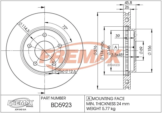 Disque de frein FREMAX BD-5923