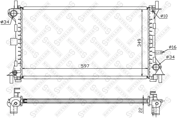 Radiateur, refroidissement du moteur STELLOX 10-25129-SX