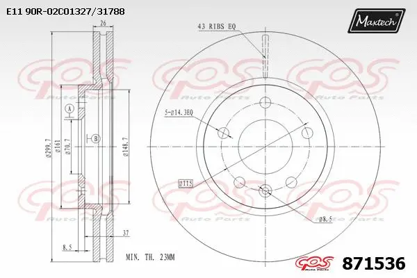 Disque de frein MAXTECH 871536