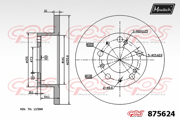 Disque de frein MAXTECH 875624