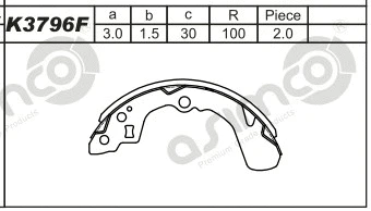 Jeu de mâchoires de frein ASIMCO K3796F