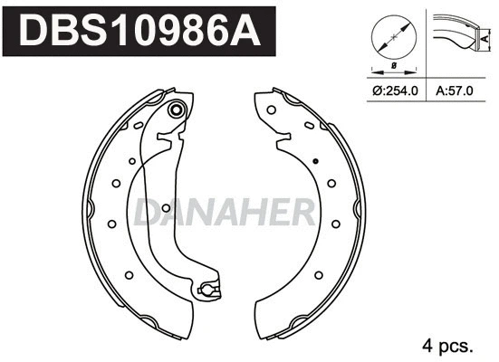 Jeu de mâchoires de frein DANAHER DBS10986A