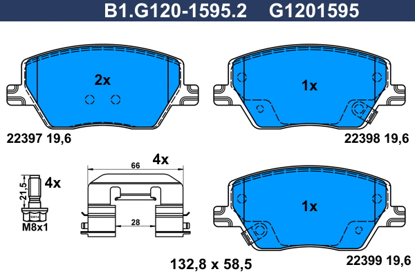 Kit de plaquettes de frein, frein à disque GALFER B1.G120-1595.2