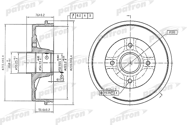 Tambour de frein PATRON PDR1353