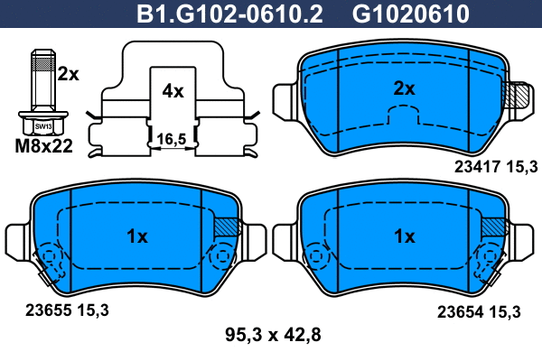 Kit de plaquettes de frein, frein à disque GALFER B1.G102-0610.2